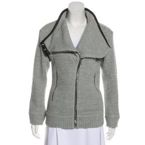 IRO Chelane Gray Leather Trim
Zip Up Knit Jacket
Size 40 - 6